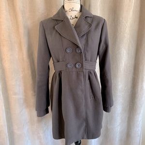 Pea Coat Wool Blend Double Breasted Long CI SONO L